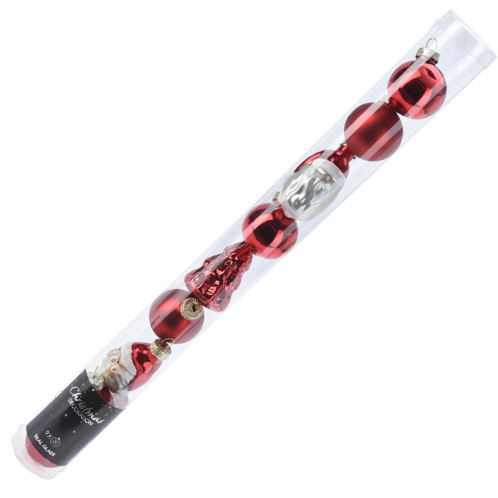 WEIHNACHTSKUGEL Santa Lila Rot 3/3/3 cm Kunstoff - Rot, Kunststoff (3/3/3cm) - Mondex