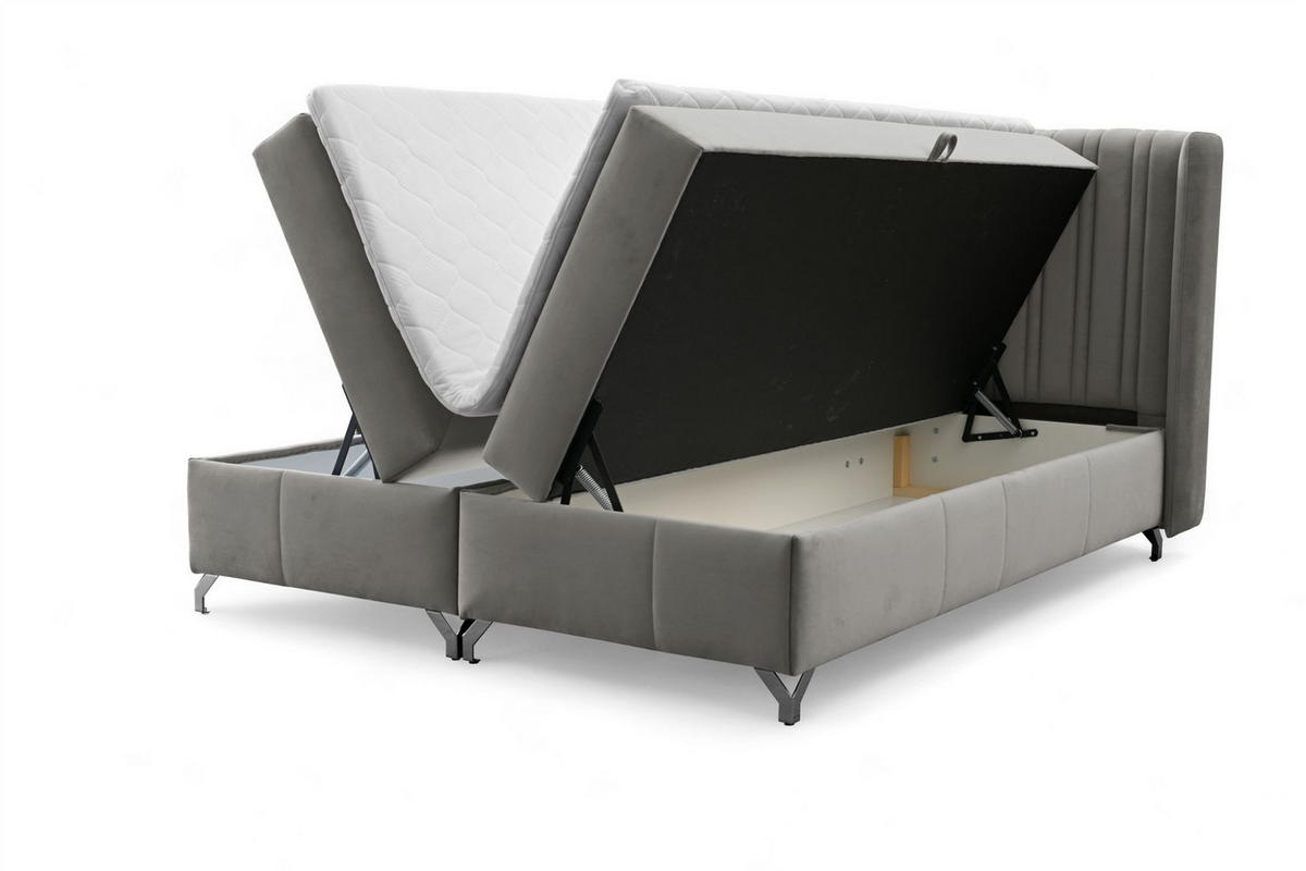 BOXBETT Damien - Dunkelgrau, Holzwerkstoff/Textil (120/200cm) - Fun Möbel