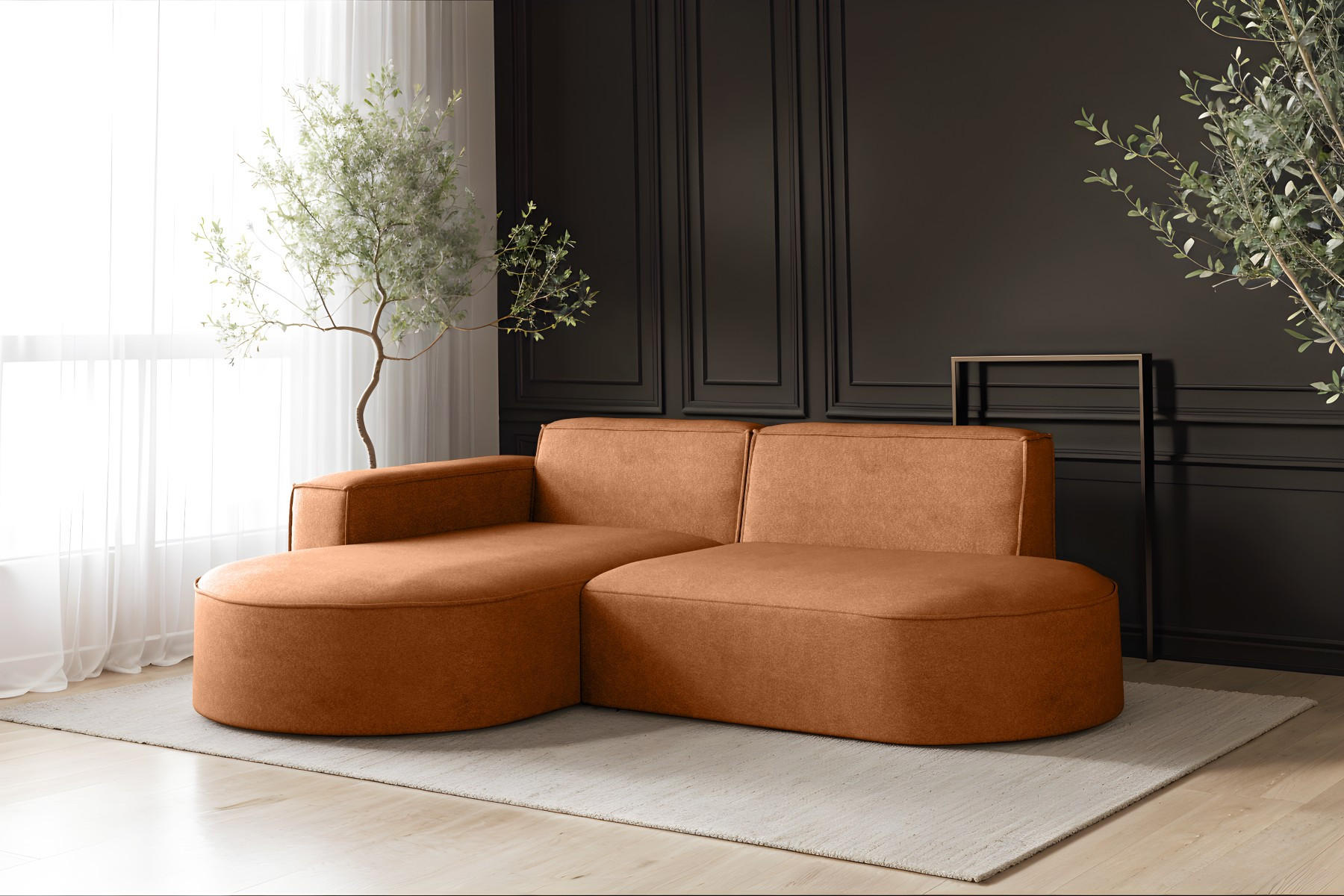 ECKSOFA Modena Modern Und Komfort Velours Stoff Salvador Links Braun - Braun, Holz/Textil (165/236cm) - Kaiser Möbel