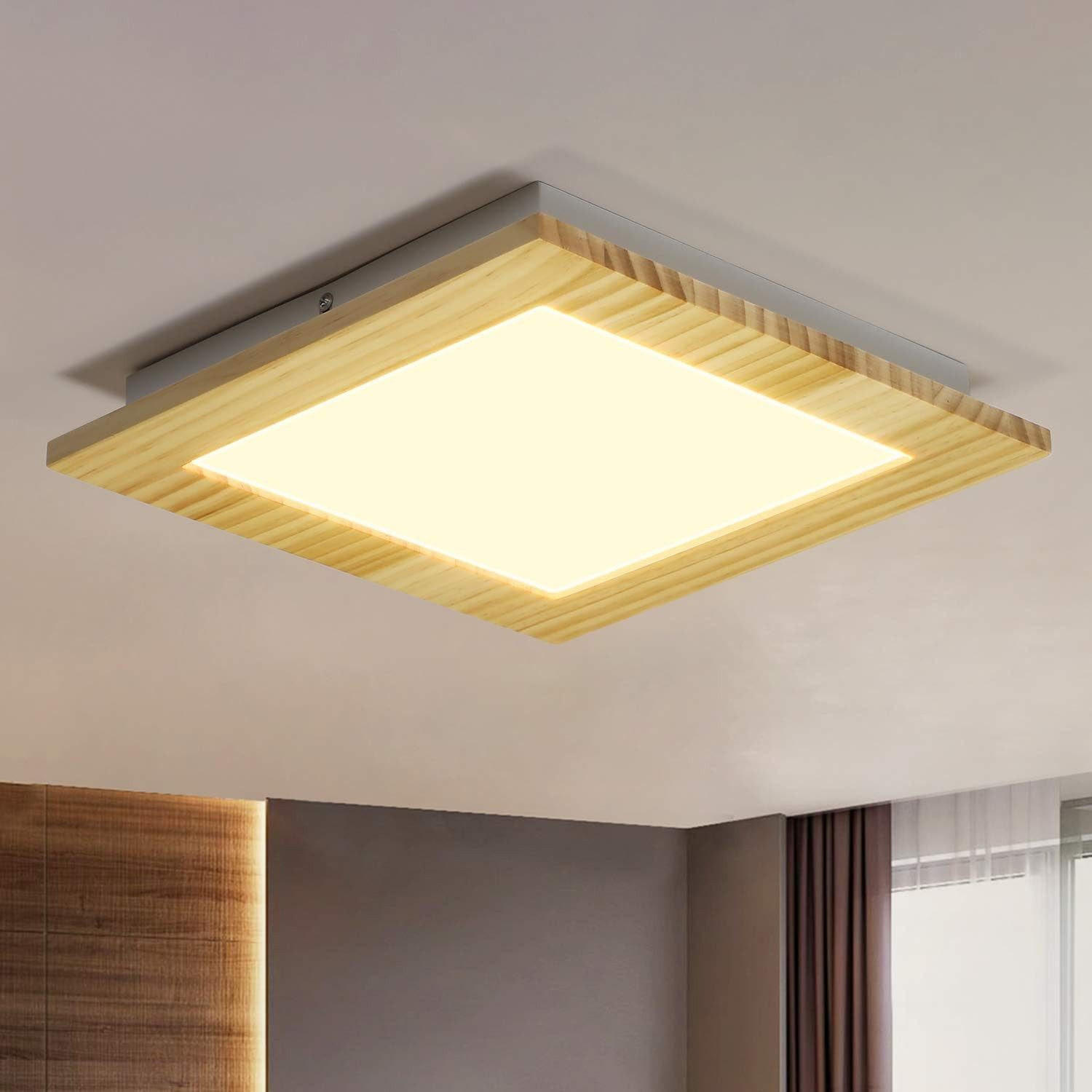 LED-DECKENLEUCHTE Heinrich 30/30/5 cm - Braun, Holzwerkstoff (30/30/5cm) - Nettlife