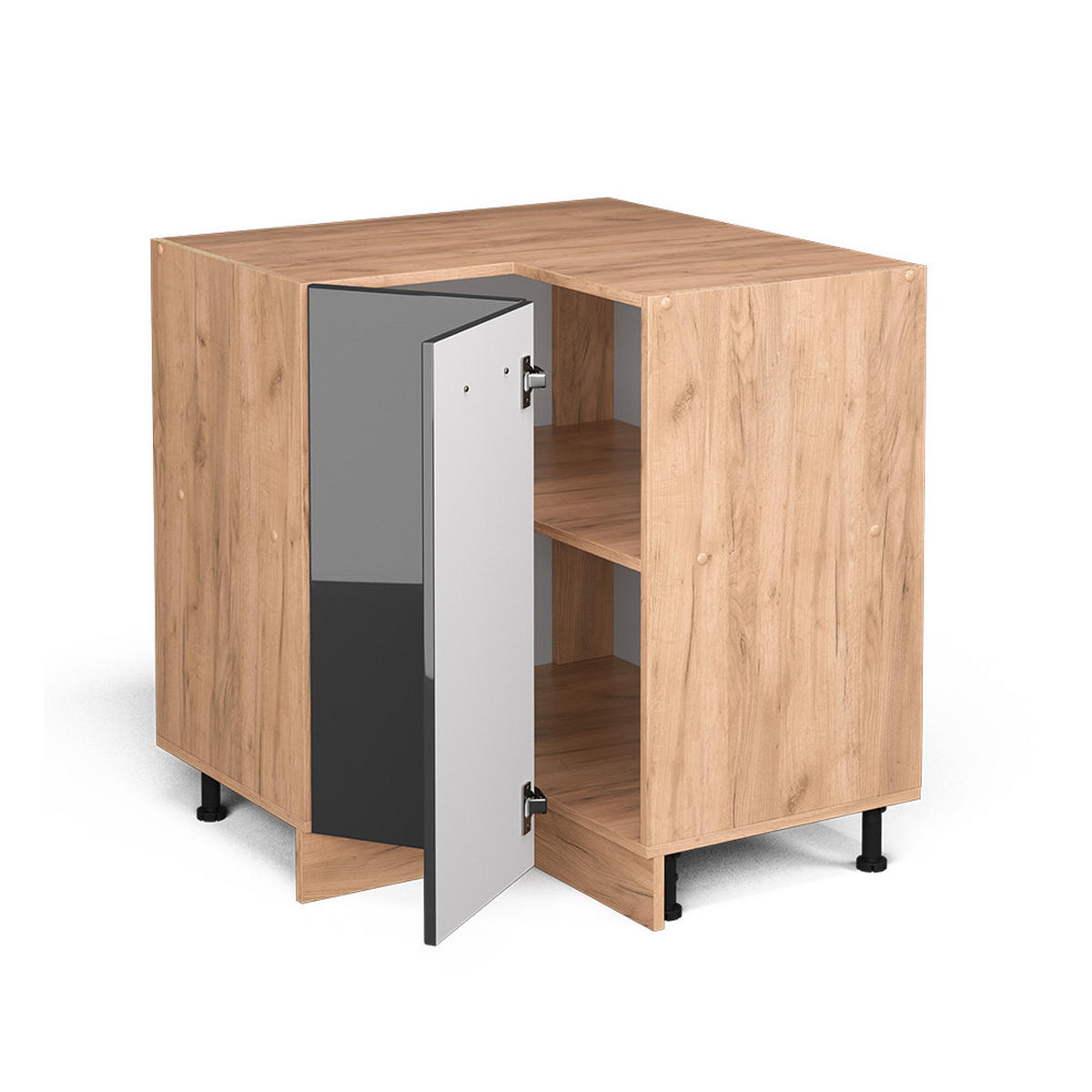 ECKUNTERSCHRANK R-Line Anthrazit Hochglanz 75.6 cm, AP Anthrazit - Anthrazit/Eiche Wotan, Holzwerkstoff (75.6/81.6/60cm) - Vicco