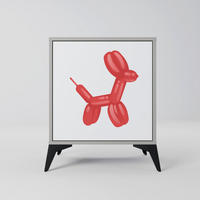 SIDEBOARD CHILDHOOD MEMORY, Grau, 57,5x42x70,5 cm, Schwarze Metall-Sternfüße - Multicolor/Schwarz, Holzwerkstoff/Metall (57.5/70.5/42cm) - SpaceRebels