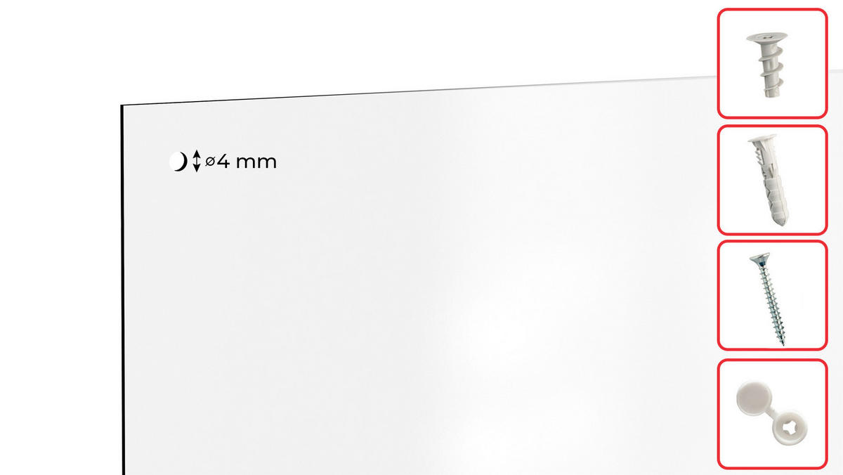 MAGNETPLATTE rahmenloses SLIMboard – Magnetisches trocken abwischbares Whiteboard 60×30 cm - Weiß, Metall (60/40/0.3cm) - ALLboards