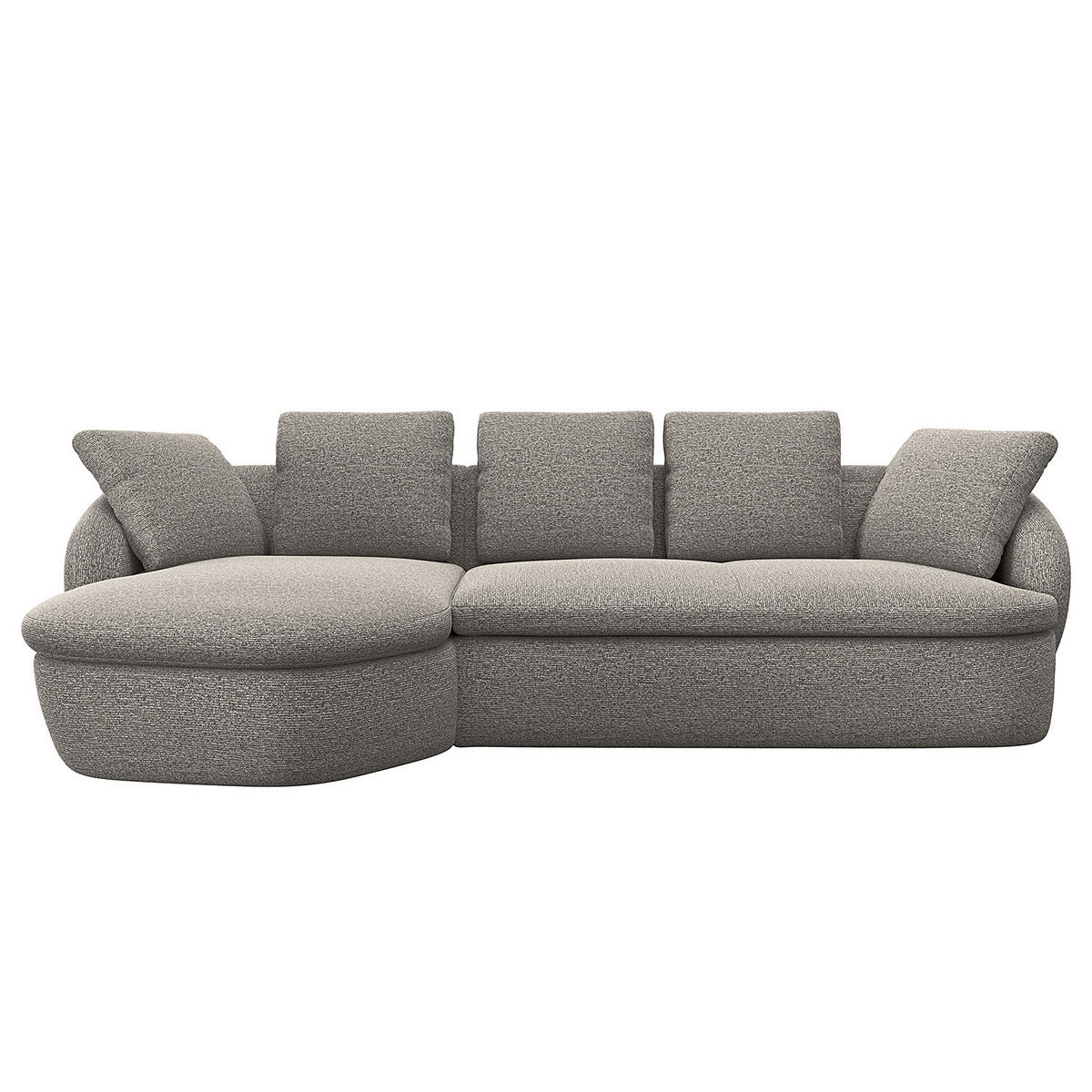 ECKSOFA mit Longchair - Schwarz/Grau, Kunststoff/Textil (276/146cm) - home24