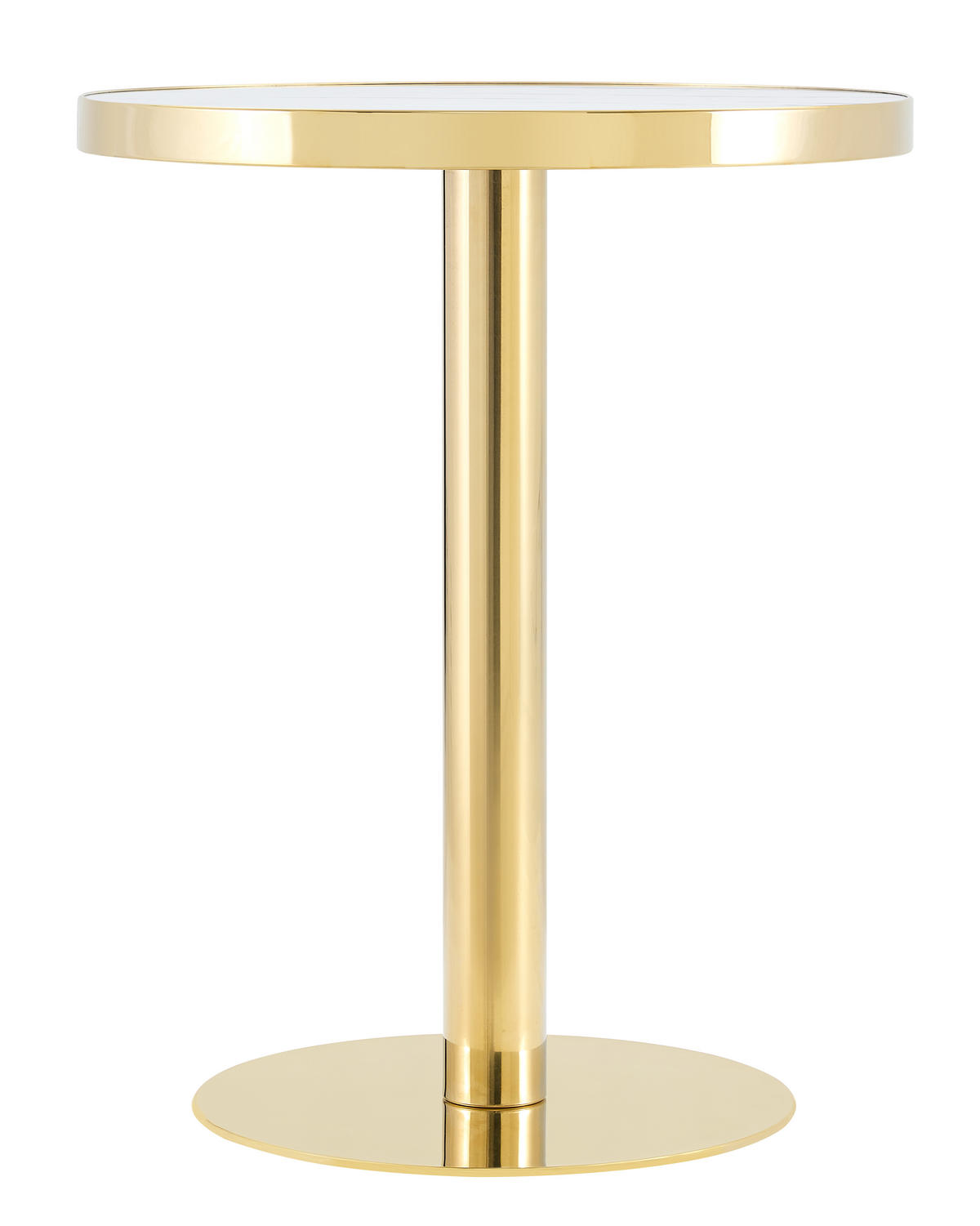 COUCHTISCH Beistelltisch rund mit Marmoroptik und Gold Edelstahlfuß, UV Beschichtung, kompakt Wohnzimmer Büro modern - Goldfarben/Weiß, Holzwerkstoff/Metall (60/60/74cm) - EVRYAE
