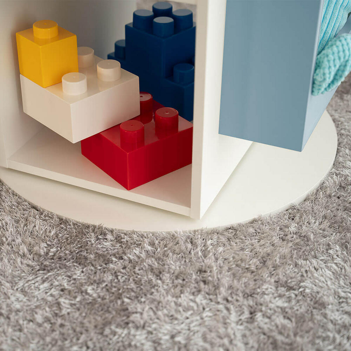 KINDERREGAL JUNA - Blau - Blau/Weiß, Holzwerkstoff/Textil (60/105.3/60cm) - Home Deluxe