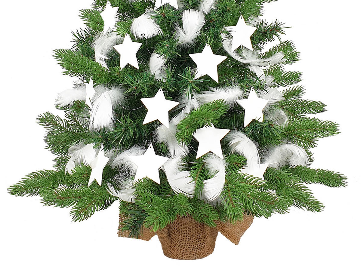 LAALU WEIHNACHTSBAUM geschmückt künstlich KÖNIG DES WINTERS 60 cm mit LED-BELEUCHTUNG IM TOPF - Silberfarben/Weiß, Kunststoff (60cm) - LAALU