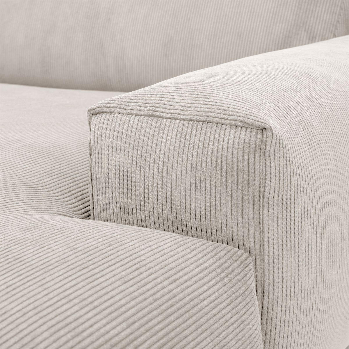 ECKSOFA mit Longchair rechts Kattryna Cordstoff beige - Beige, Kunststoff (133/283cm) - 58aufmkessel