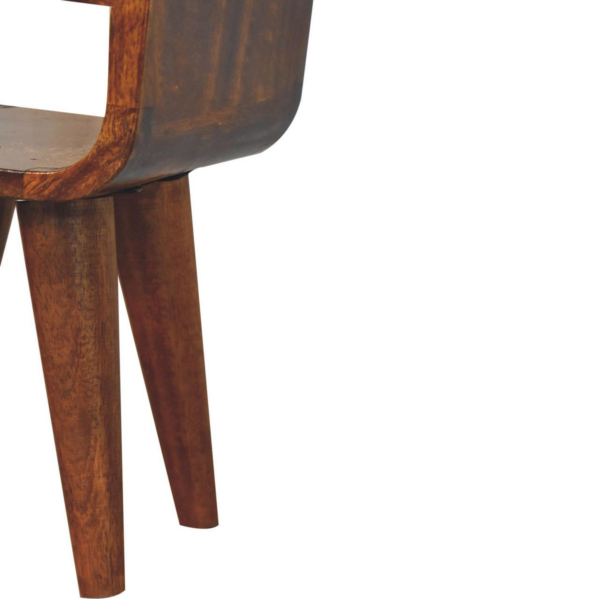NACHTTISCH Extra Mini Curve Lower, 1 Schublade ,1 Offenes Regal, Braun - Messingfarben/Braun, Mangoholz/Holz (20/40/20cm) - Artisan Furniture