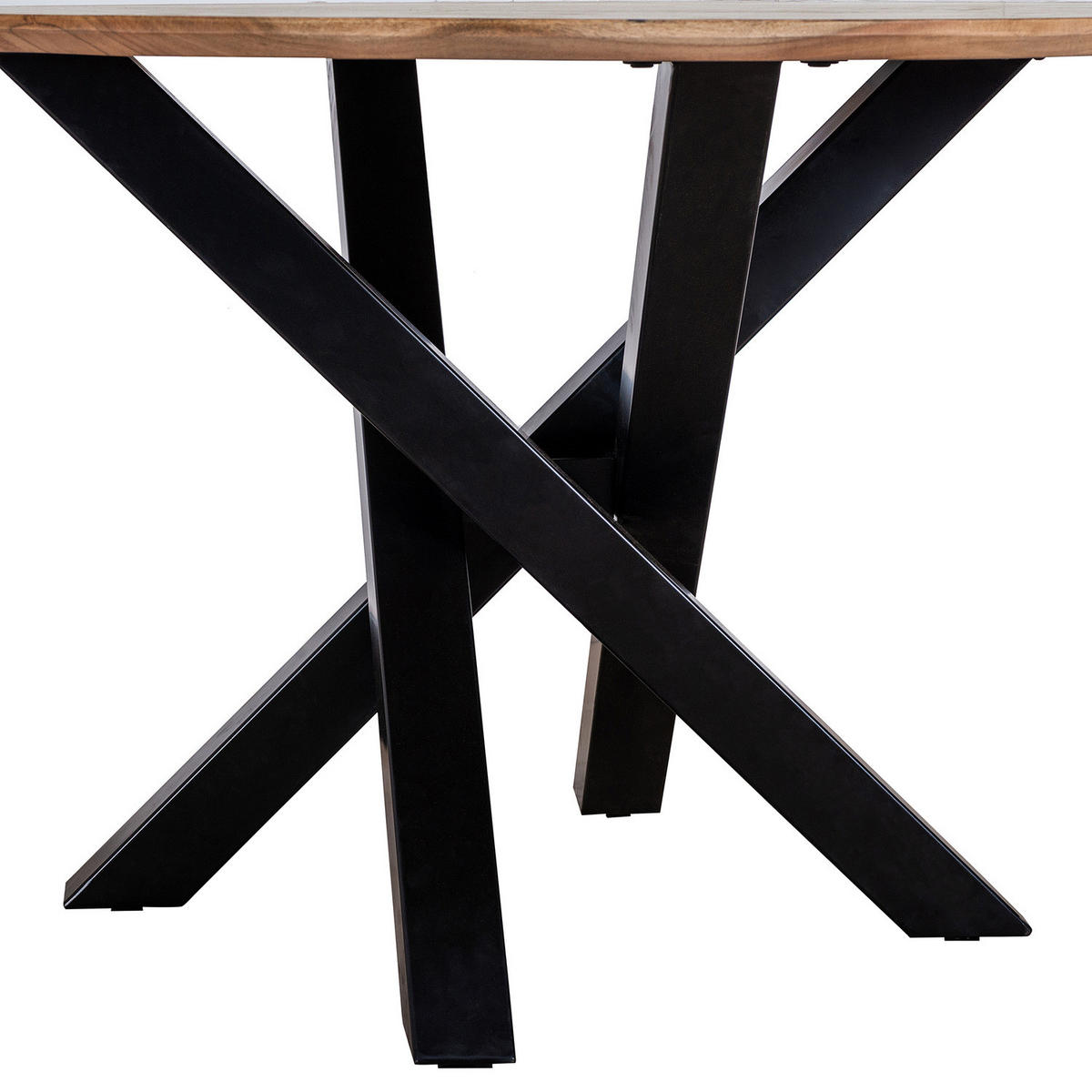 ESSTISCH - Akazie massiv / Eisen - Akazie Braun / Schwarz - Schwarz/Akaziefarben, Holz/Metall (130/130/76cm) - home24