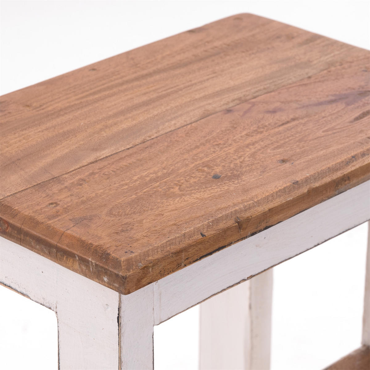 TRITTLEITER STEP Recyclingholz zweistufig 06 weiß-landhaus - Weiß, Holz (37/46/37cm) - DESIGN DELIGHTS