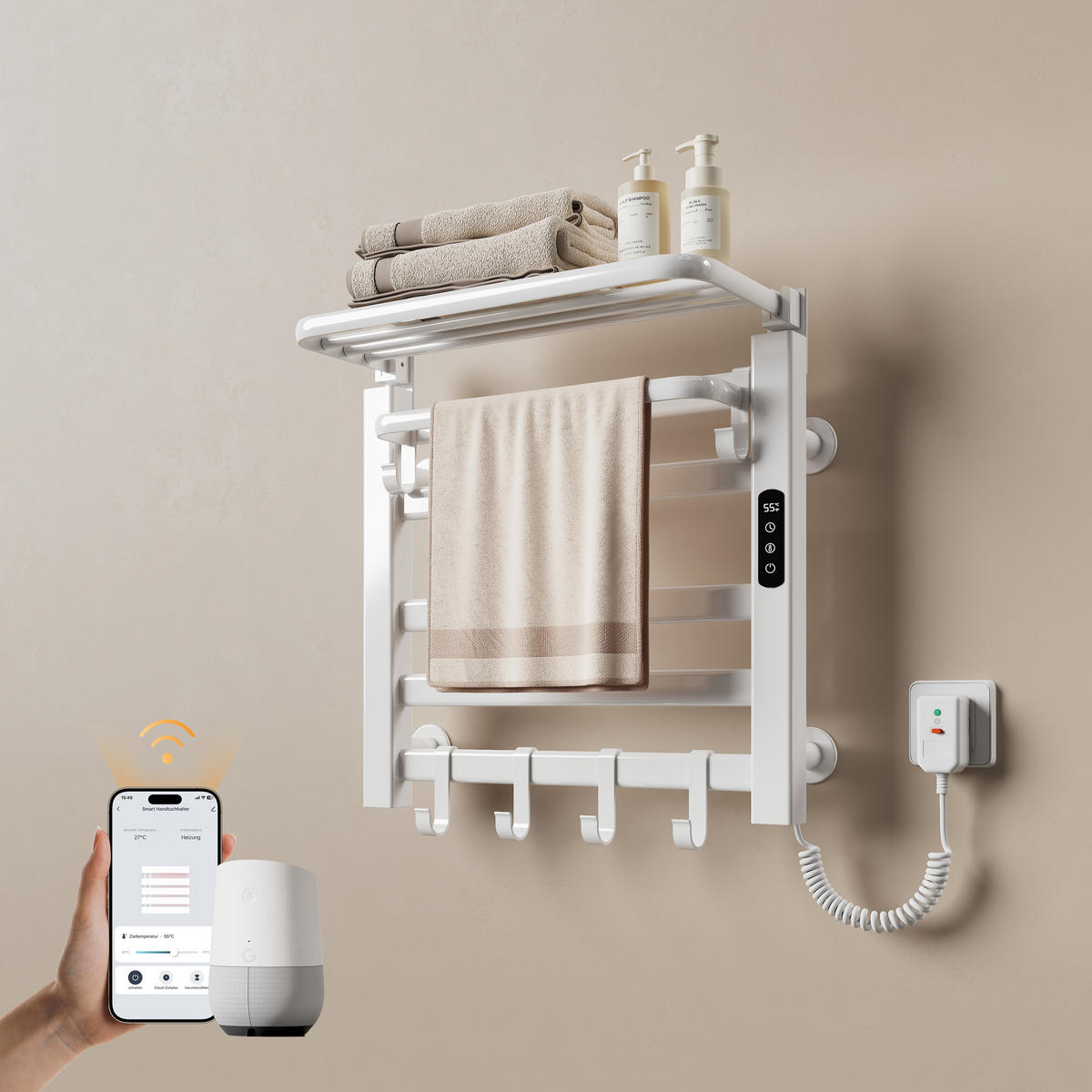 HEIZKÖRPER Elektrisch mit WiFi und Fernbedienung Weiß 50/50 cm - Weiß, Metall (50/50/25cm) - EMKE