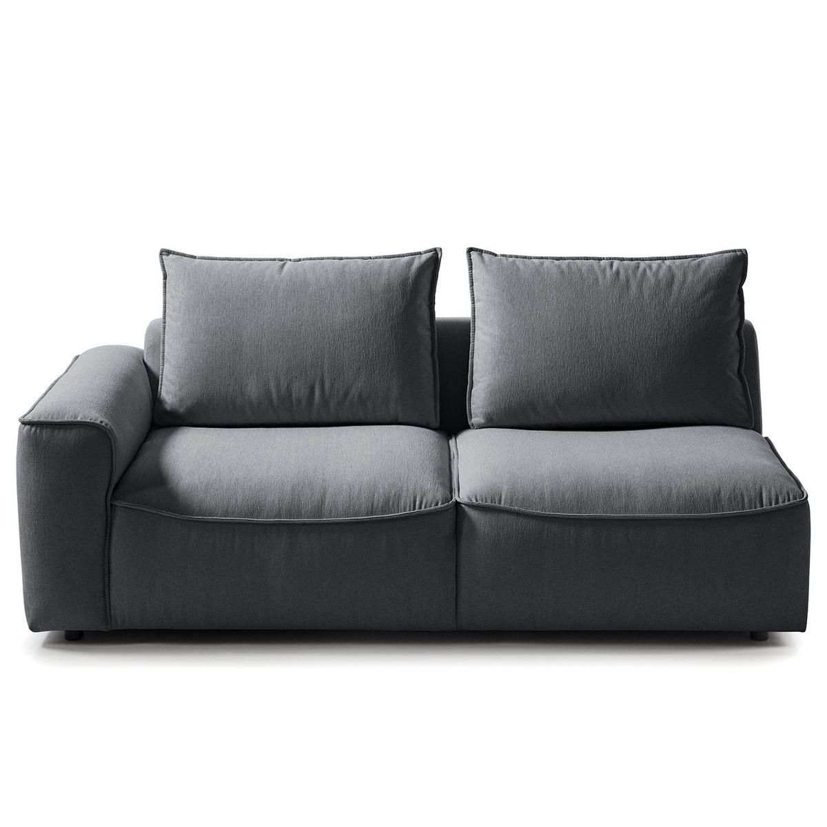 2,5-SITZER SOFA - modular - Schwarz/Grau, Kunststoff/Textil (184/82/99cm) - home24