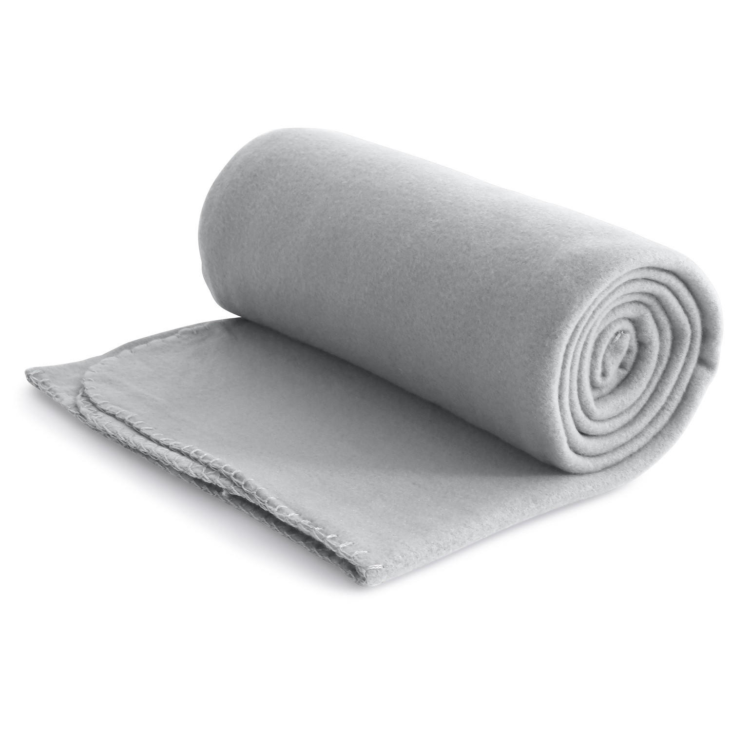 FLEECEDECKE eco-line hellgrau 130/160 cm aus 100% recyceltem Material Kettelrand Anti-Pilling - Hellgrau, Textil (130/160cm) - wometo