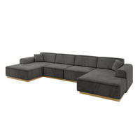 WOHNLANDSCHAFT IREA-U2-v2 - 388x171x83 cm Ecru - Anthrazit, Holzwerkstoff/Textil (388/83/171cm) - ALTDECOR