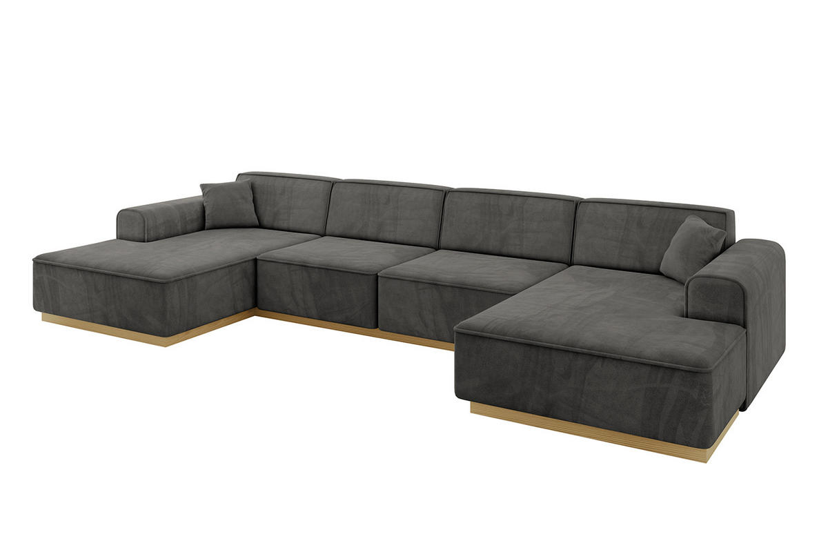 WOHNLANDSCHAFT IREA-U2-v2 - 388x171x83 cm Ecru - Anthrazit, Holzwerkstoff/Textil (388/83/171cm) - ALTDECOR