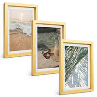 BILDER SET 3er Set - 20x30 cm Goldrahmen - Strandhut und Sonnenbrille - Goldfarben, Kunststoff (20/30cm) - TULUP