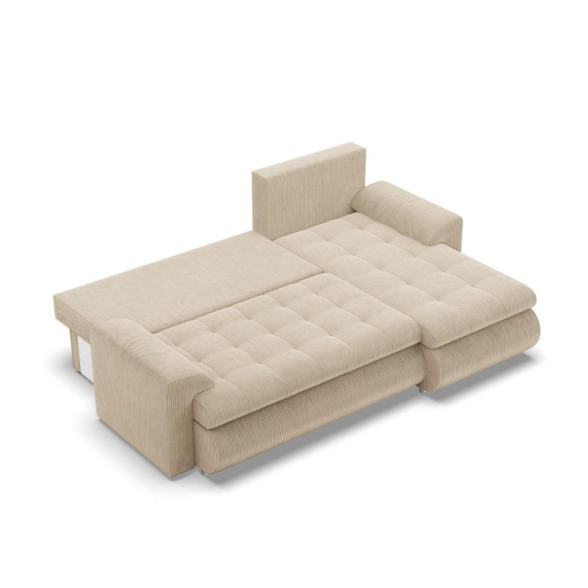 ECKSOFA RECHTS MIT SCHLAFFUNKTION FORESTA, Cord - Beige - Beige, Textil (230/159cm) - Mebligo