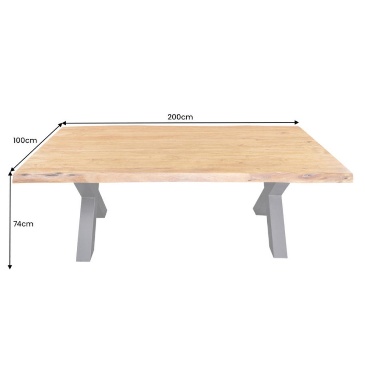 ESSTISCH MAMMUT Akazie 200cm - Schwarz/Braun, Holz/Metall (100/200/74cm) - riess-ambiente