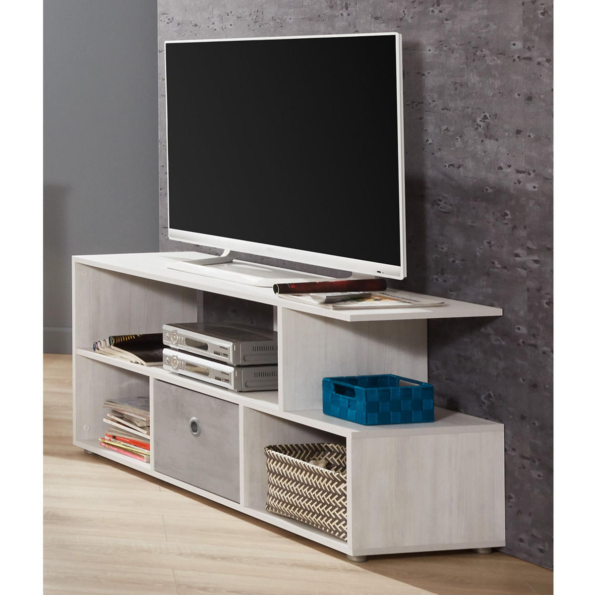 JUGENDZIMMER SET 3-tlg. Bett inkl.Bettkasten, Schreibtisch, Lowboard SALE - Eichefarben/Hellgrau, Holzwerkstoff (1/1/1cm) - arthur berndt