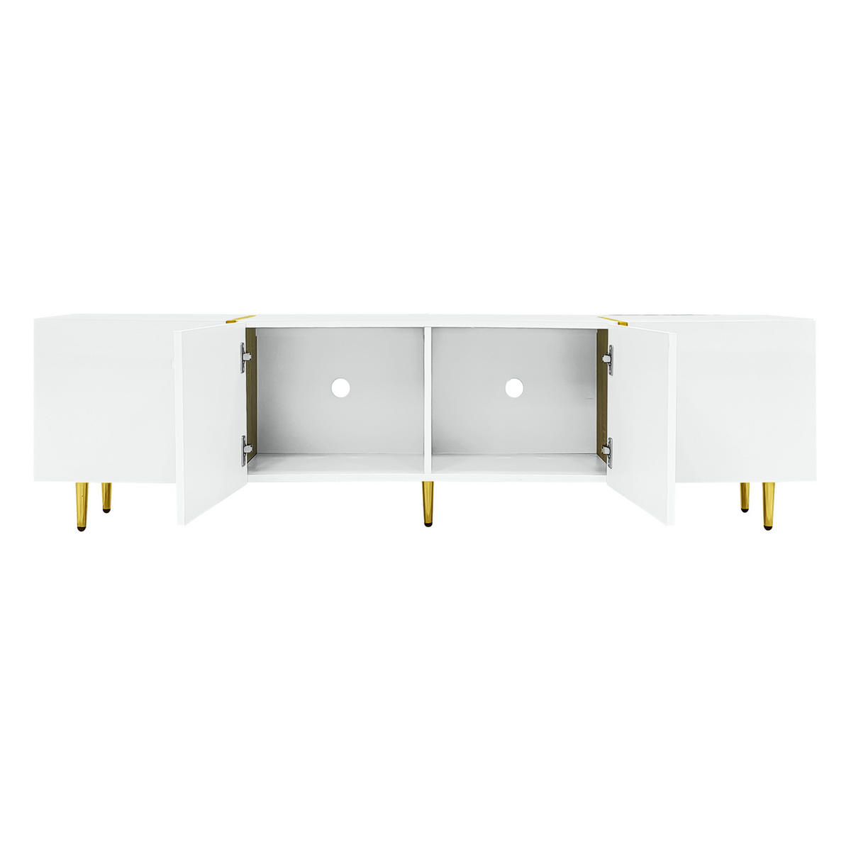 TV ormarić 170/35/46 cm bijeli od MDF-a s 4 vrata i mekim zatvaranjem - bijela, drvni materijal (170/46/35cm) - OKWISH
