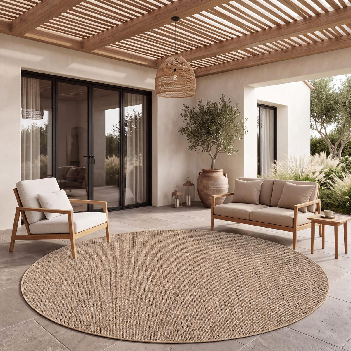 OUTDOORTEPPICH 120/120 cm Aachen 782 - Beige, Kunststoff (120/120cm) - Paco Home