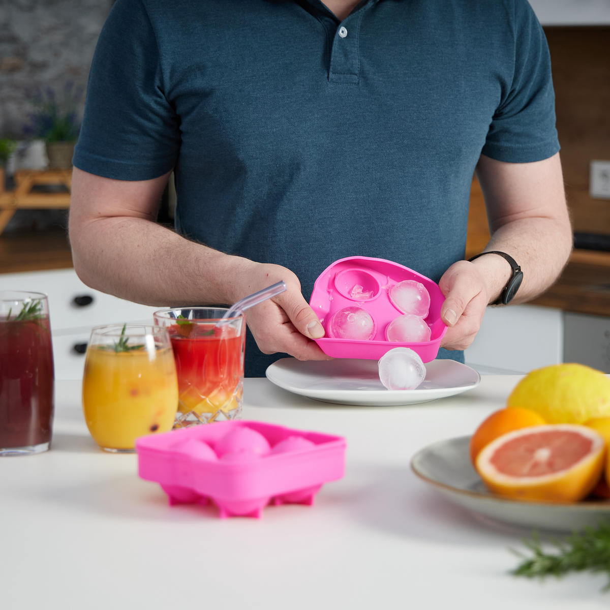 2xEISWÜRFELFORM - Pink, Kunststoff (12.5/5/12.5cm) - Relaxdays