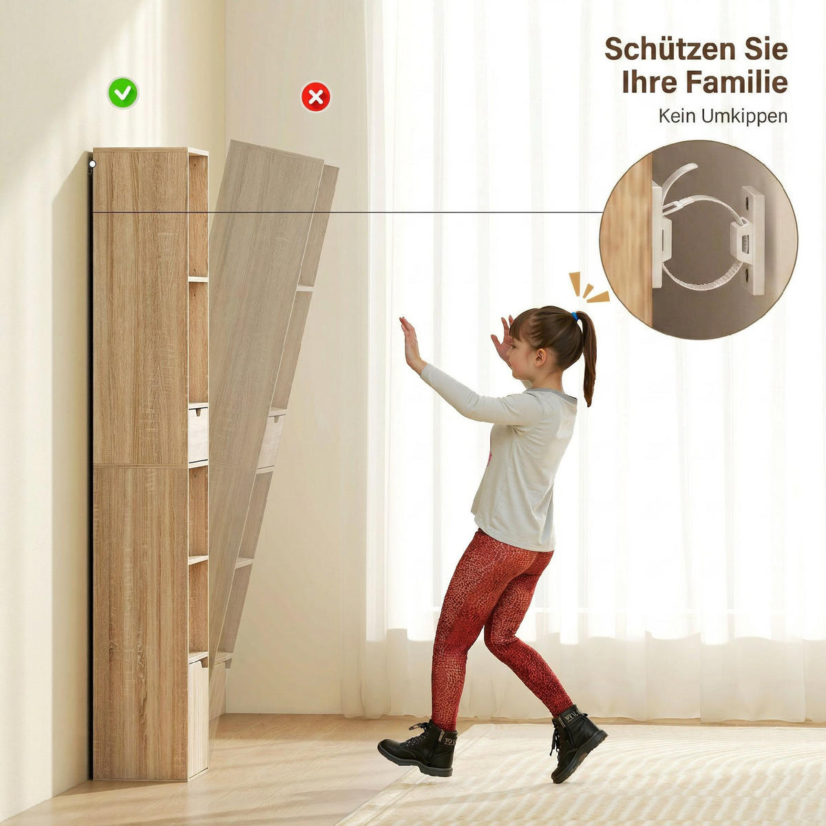 REGAL DE-15577 30/24/158 cm, mit Schublade & Schrankfach Naturholz - Naturfarben, Holzwerkstoff (30/158/24cm) - ComfortXL