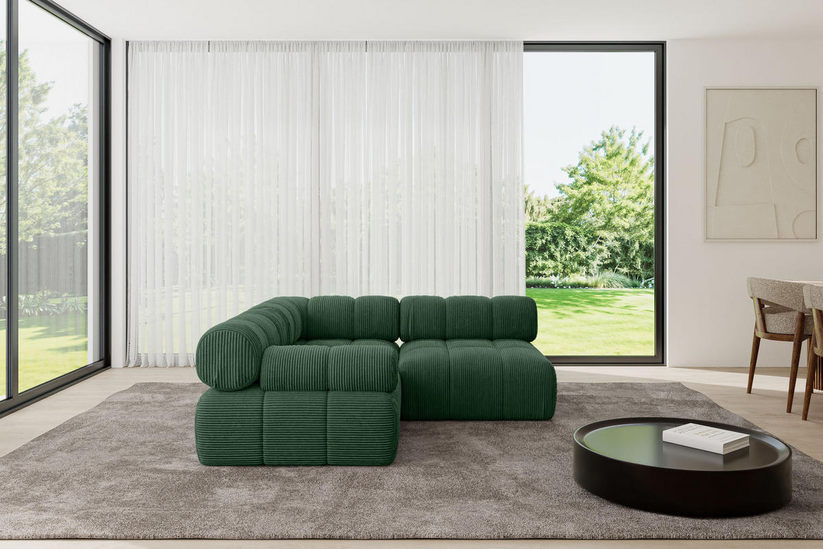 ECKSOFA modulares Sofa Mende-L1 - 190x190x70 cm Grün Cord - Grün, Holzwerkstoff/Textil (190/190cm) - ALTDECOR