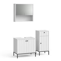 BADMÖBEL-SET Eliza Weiß Riffel 3 Teile - Weiß, Holzwerkstoff (70/65/45cm) - Vicco