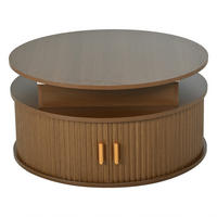 COUCHTISCH Walnussholz höhenverstellbar mit LED und Stauraum 75/75/52 cm - Walnussfarben, Holzwerkstoff (75/75/52cm) - PANGIVO