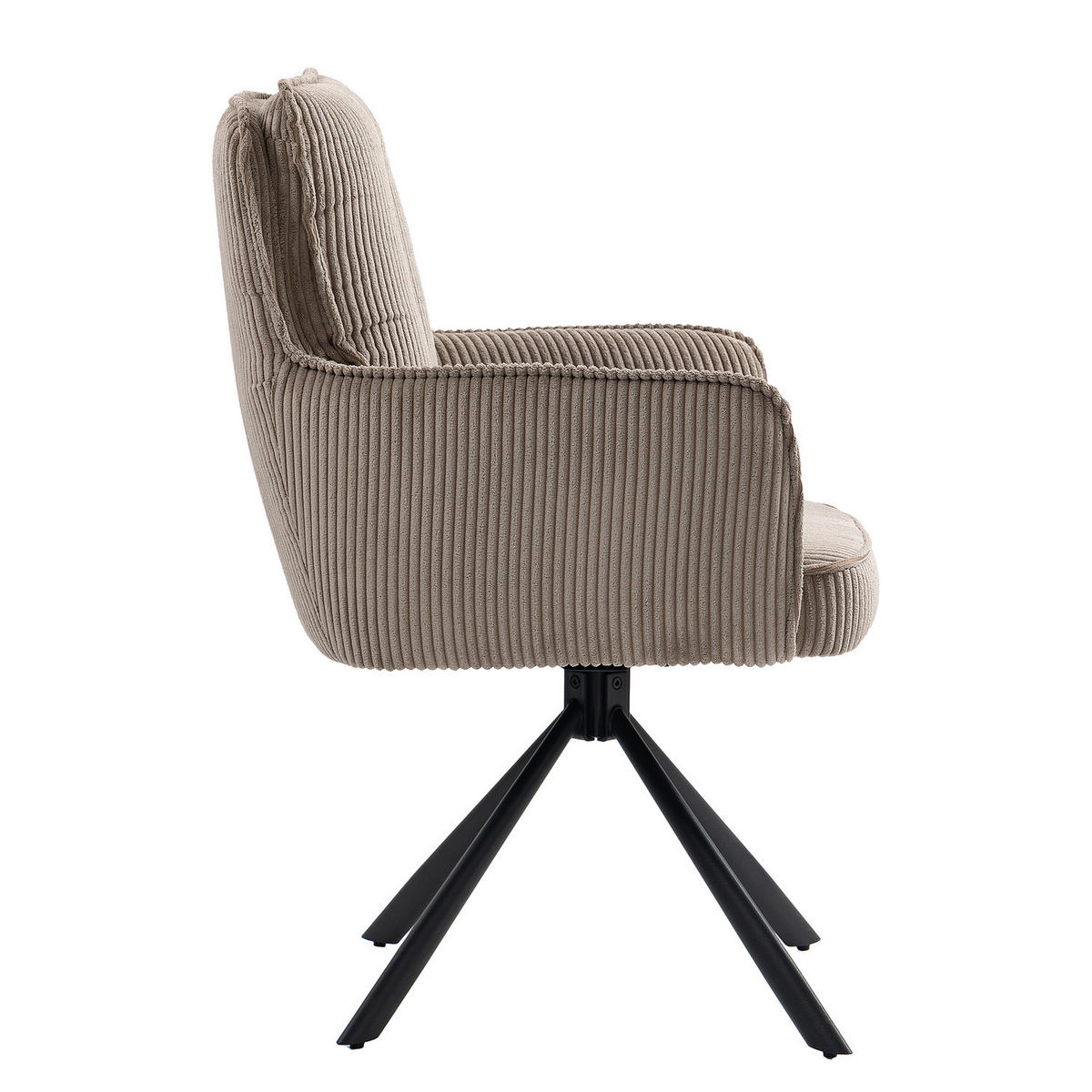 DREHBARER ARMLEHNENSTUHL - 2er-Set - Cappuccino, Textil/Metall (62/95/67cm) - home24