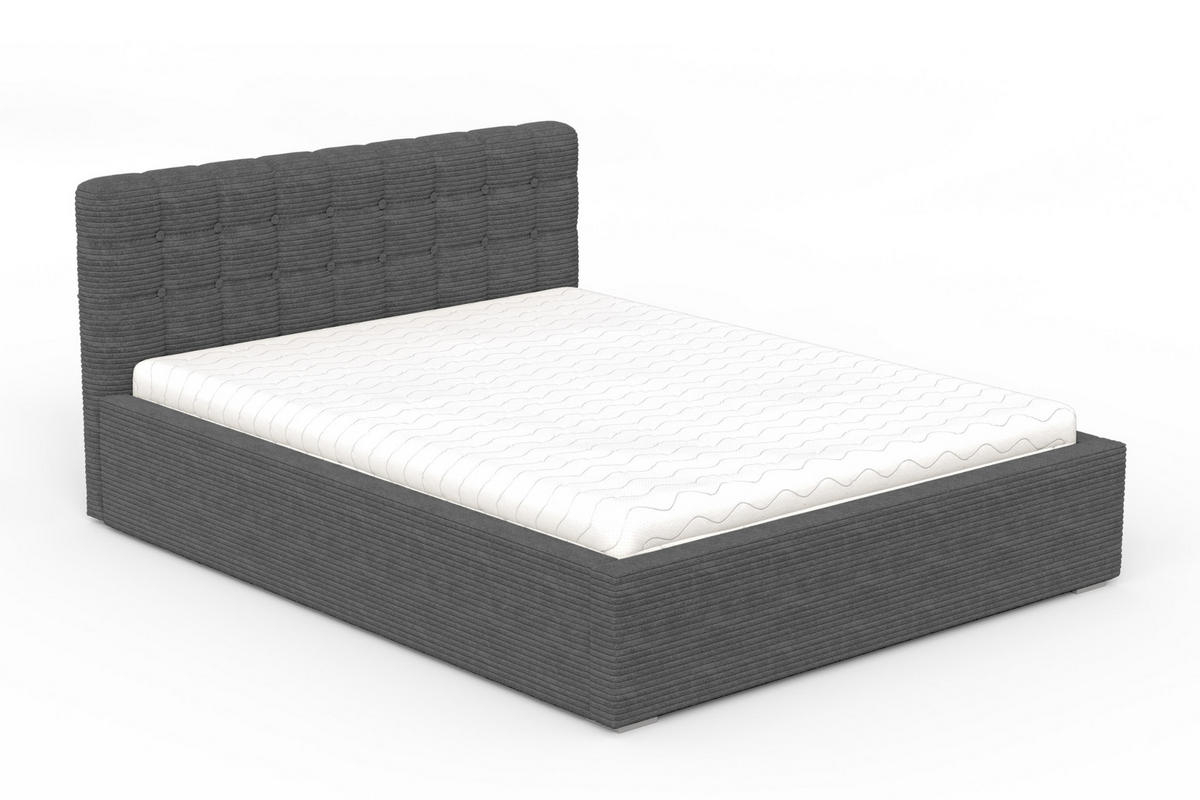 POLSTERBETT LUMA 200/200 in Cord Anthrazit - Anthrazit, Holzwerkstoff/Textil (200/200cm) - Deine Möbel 24