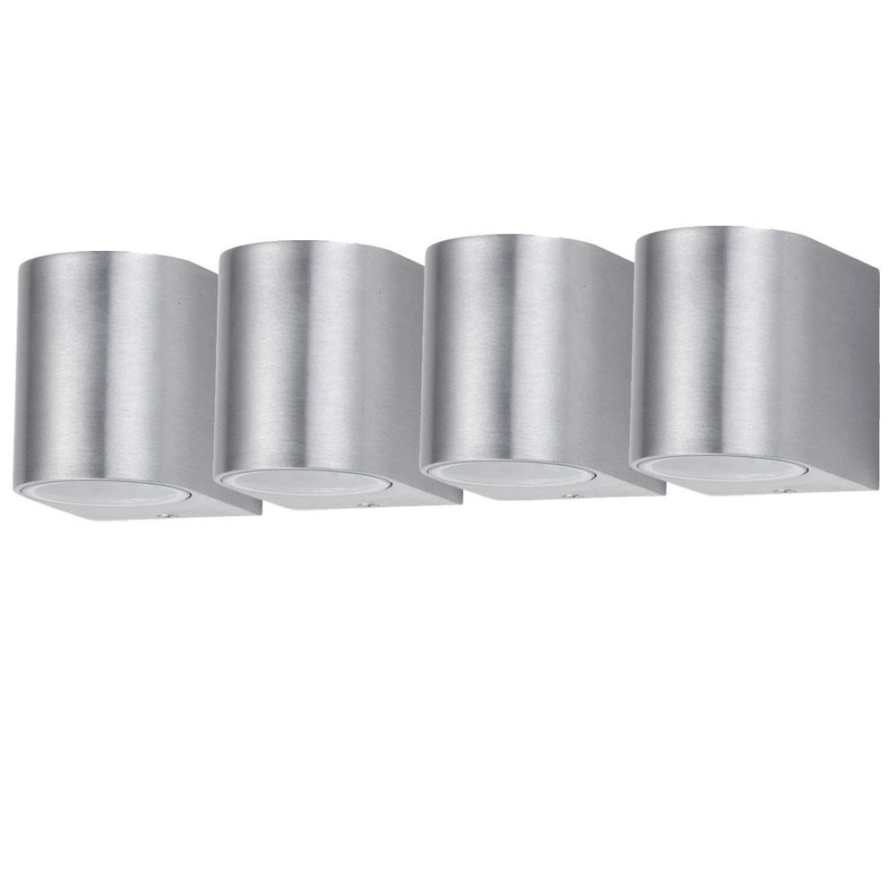 AUSSEN-WANDLEUCHTE Glas Silber gebürstet 4er Set - Silberfarben, Glas (7/8/9.4cm)
