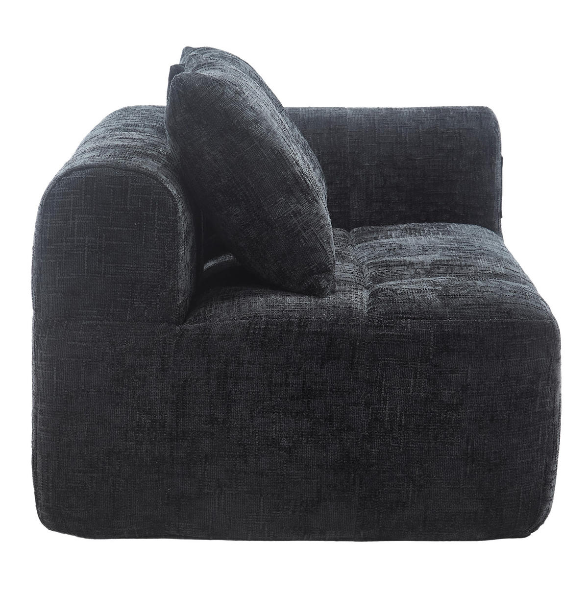 SOFA mit Seitentaschen ca. 158 x 90 cm Chenille Schwarz - Schwarz, Kunststoff (158/60/90cm) - Meubliv
