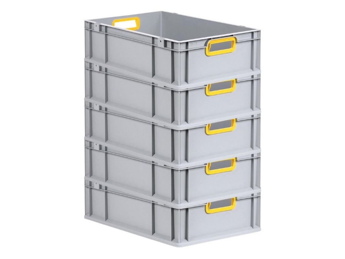 EUROBOX 5x Nextgen Color 17x40x60cm 34 Liter Griffe Gelb Offen - Gelb, Kunststoff (40/17/60cm) - PROREGAL