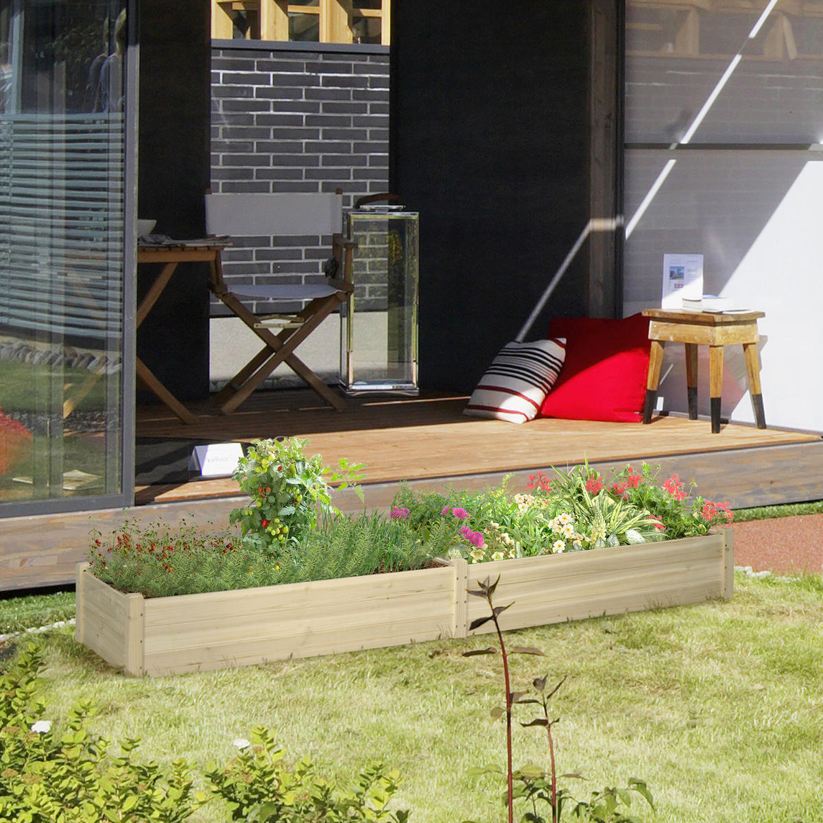 GARTENBEET, Naturfarben - Naturfarben, Holz (61.5/27/244cm) - Outsunny