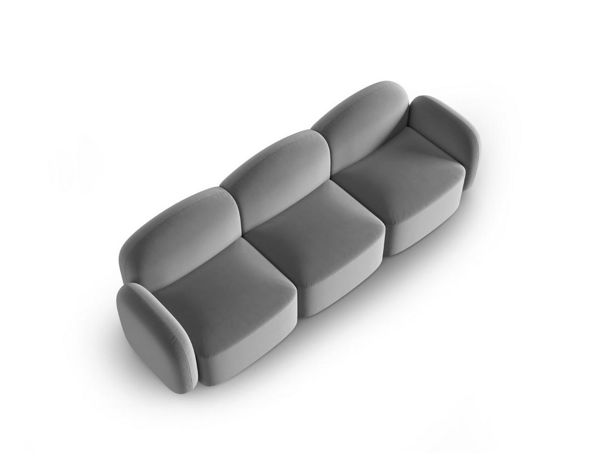 SOFA Blair aus Samt hellgrau 3 Sitzplätze - Hellgrau, Textil (87/80/272cm) - Micadoni