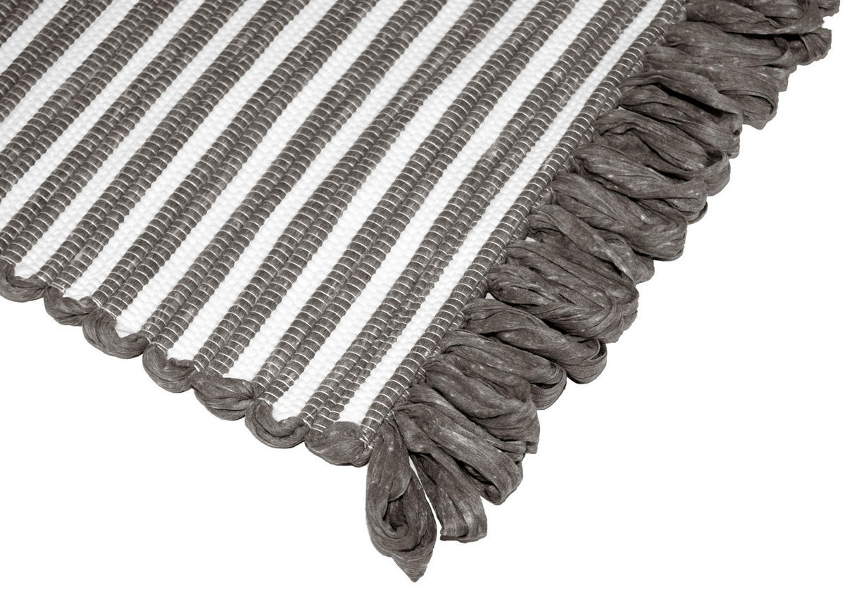 HANDGEWEBTER Läufer 50x70 cm Schiefergrau - Graphitfarben, Naturmaterialien/Textil (50/70cm) - Lashuma