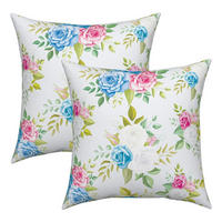 KISSENBEZÜGE 40x40cm 2er-Set Aquarellierte Blumen Rosa Blau Weiß - Multicolor, Textil (40/40cm)