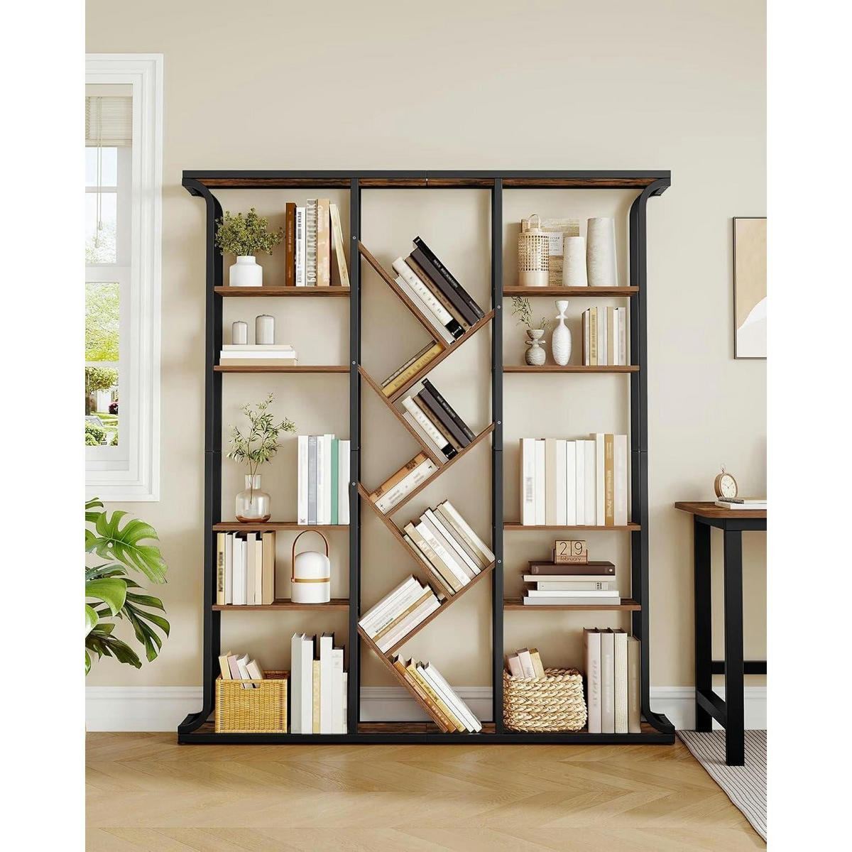 BÜCHERREGAL Baumform Vintage Braun-Schwarz 24 x 156 x 180 cm - Braun, Metall (156/180/24cm)