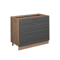 KÜCHENUNTERSCHRANK Fame-Line, Dunkelgrau/Goldkraft Eiche, 100 cm ohne Arbeitsplatte - Honigeiche/Dunkelgrau, Holzwerkstoff (100/82/51.6cm) - Vicco