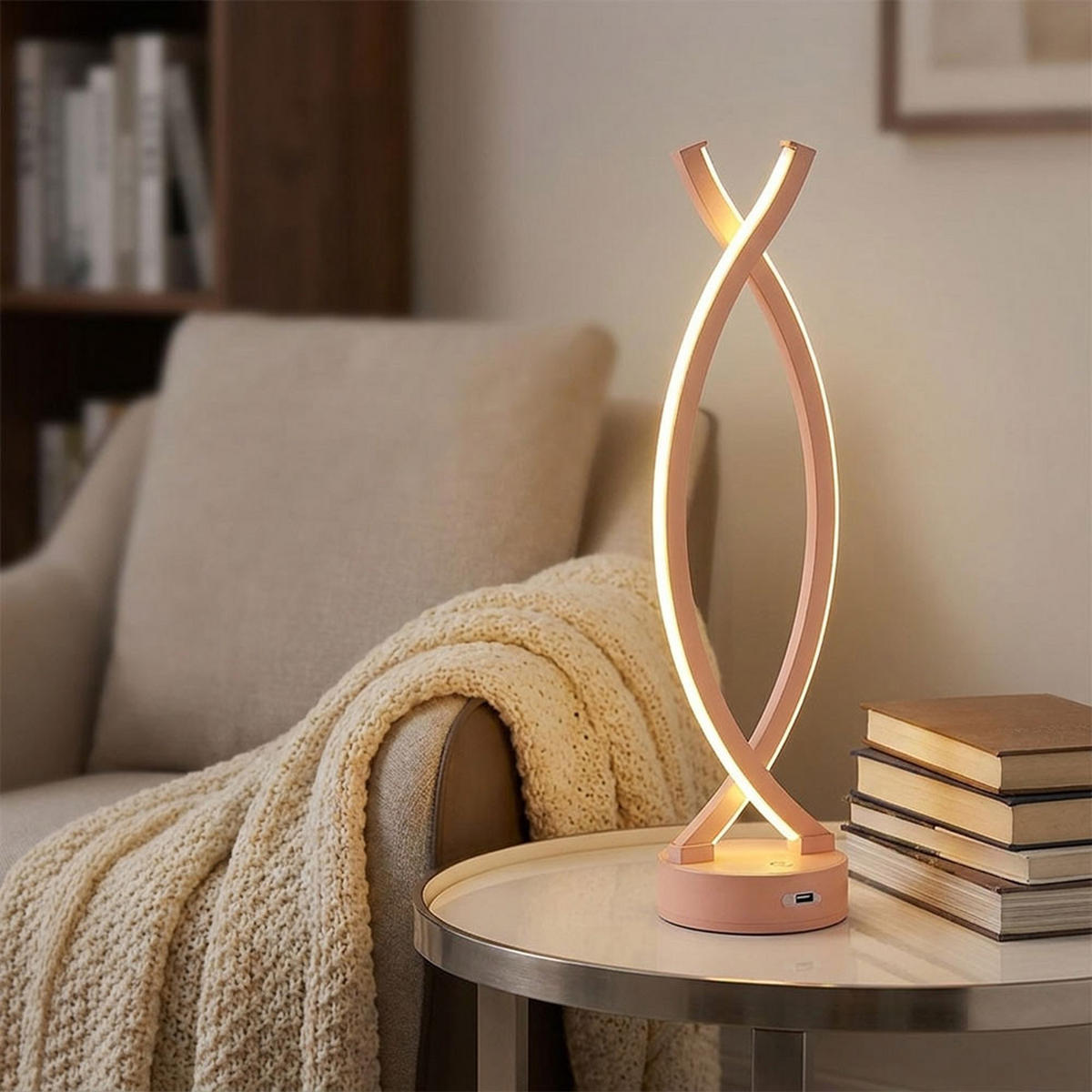 LED TISCHLEUCHTE Opal Pfirsichfarben - Orange, Kunststoff (12.5/10/41cm) - Globo Lighting