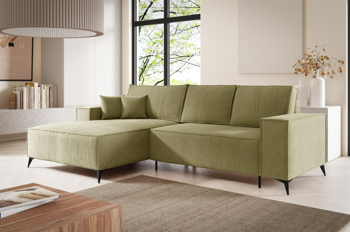 ECKSOFA Fiore - Grün, Holzwerkstoff/Textil (294/185cm) - Fun Möbel