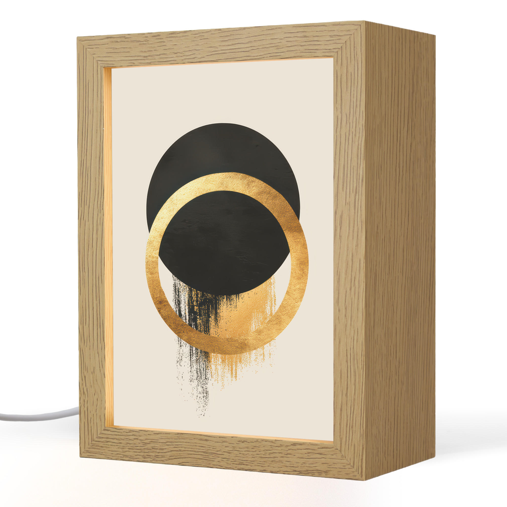 OnlyWow STOLNÍ LAMPA Abstraktní design - Černý kruh - Skvrny od barvy 15x20 cm