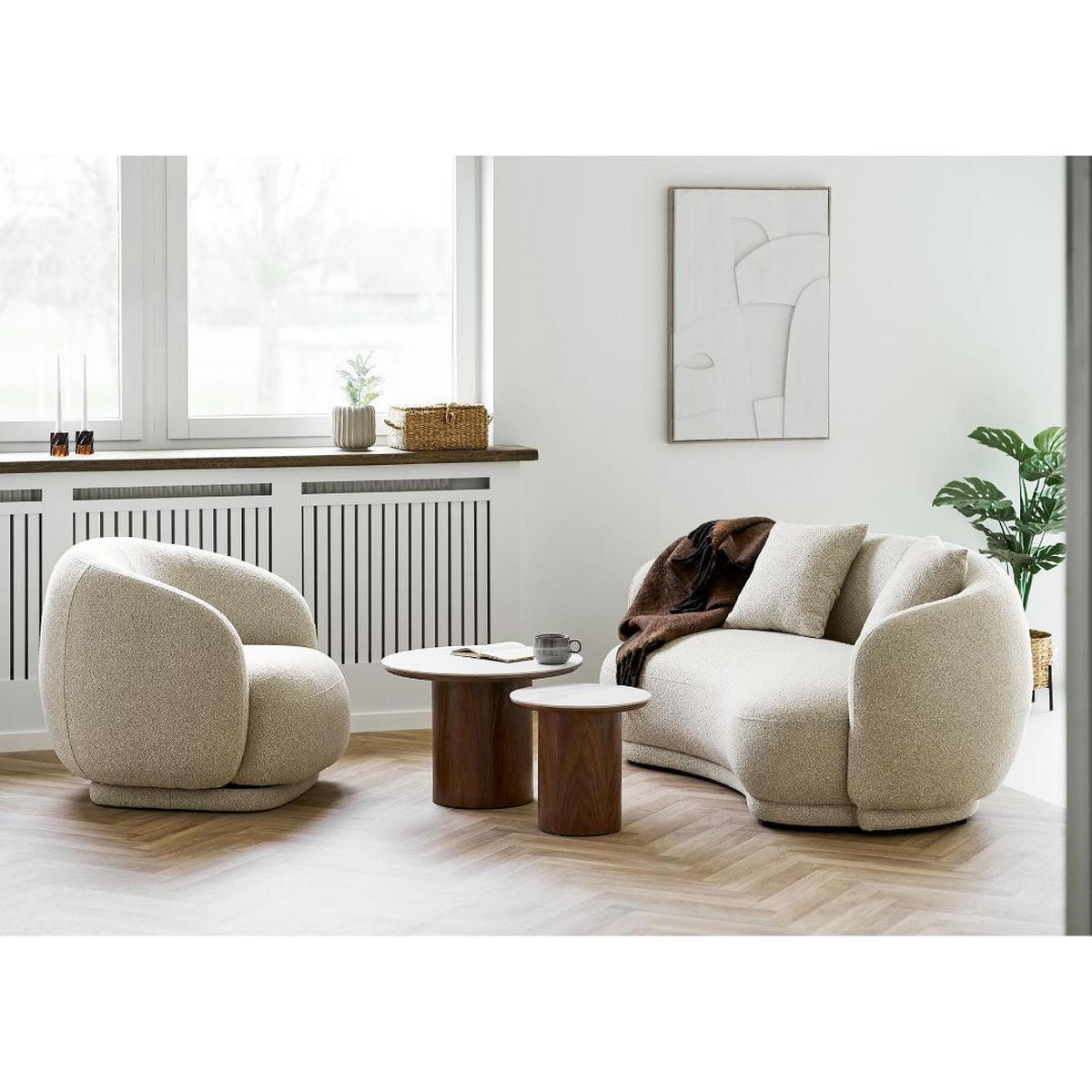 SOFFA Ella 190 x 96 x 74 cm – sandfärg - Sandfärg, Textil (190/74/96cm) - ebuy24