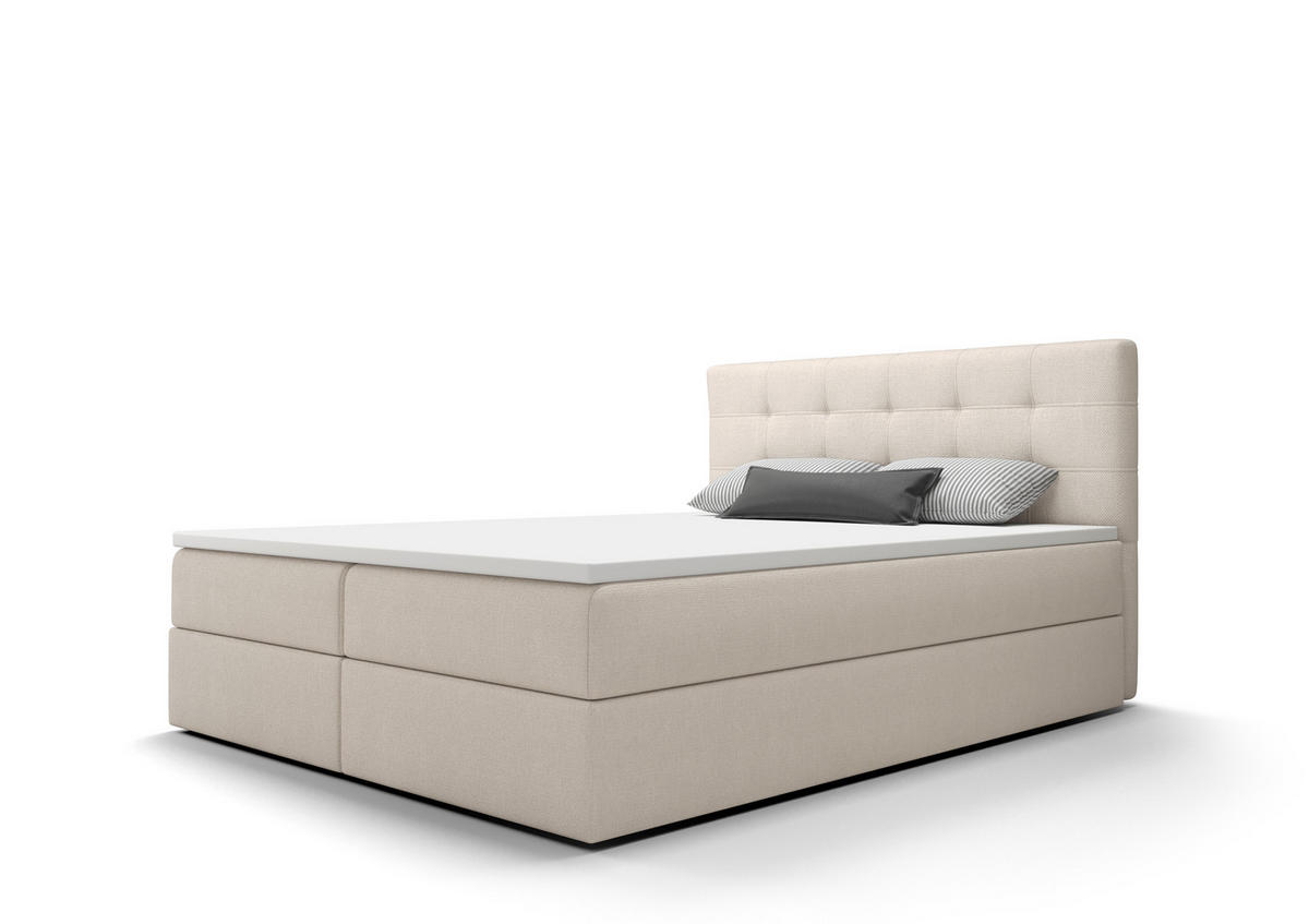 BOXBETT FADO 2 160x200, mit Matratze H3 und Topper, Cosmic 10 - Beige, Holz/Kunststoff (160/200cm) - Bedante