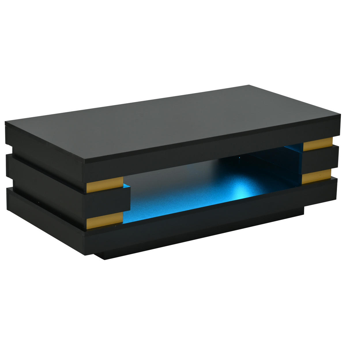 COUCHTISCH aus Spanplatte 100x50x35 cm in Schwarz mit LED-Beleuchtung - Schwarz, Holzwerkstoff (100/50/35cm) - Modfu