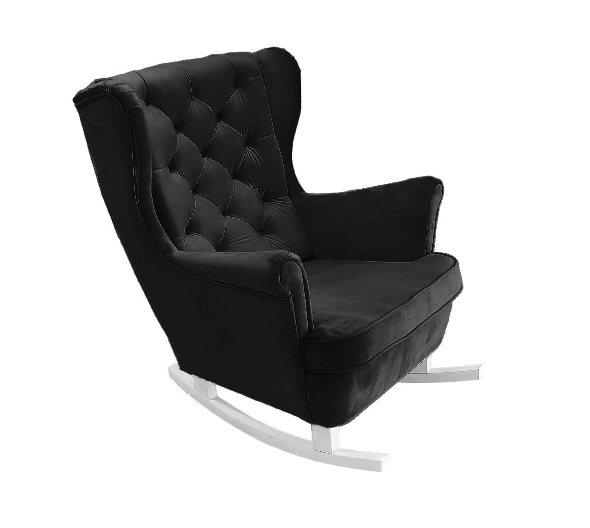 SCHAUKELSESSEL mit gepolstertem Sitz und Armlehnen, 102x81x95 cm, Schwarz_29861 - Schwarz/Weiß, Holz/Textil (81/102/95cm) - DomoHome