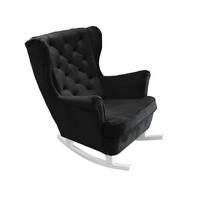 SCHAUKELSESSEL mit gepolstertem Sitz und Armlehnen, 102x81x95 cm, Schwarz_29861 - Schwarz/Weiß, Holz/Textil (81/102/95cm) - DomoHome